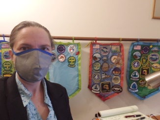 Wearing a 'MakerMask: Cover' over an N95 dust mask
